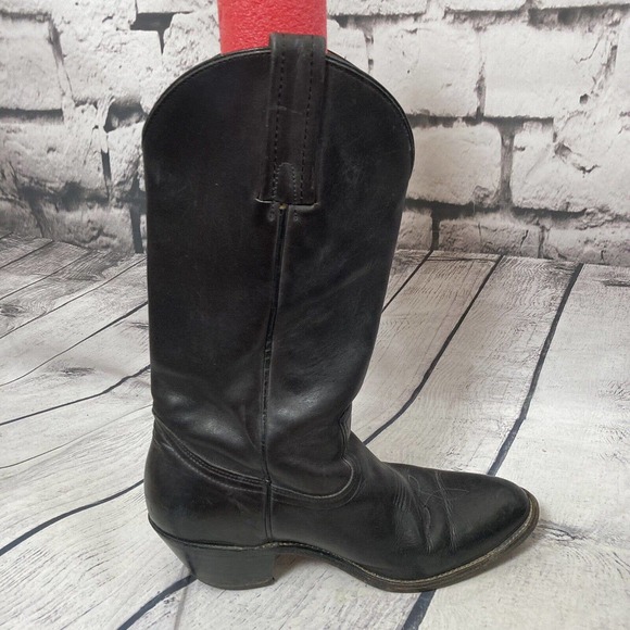 FRYE Billy Boots Men\'s Size 8.5 D Black Leather Cowboy Pull On Boots main image 6